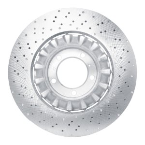 Porsche 911 Brake Rotor (1) - Front Right - R1 Concepts - Drilled Carbon Alloy GeoMET - `15-`17